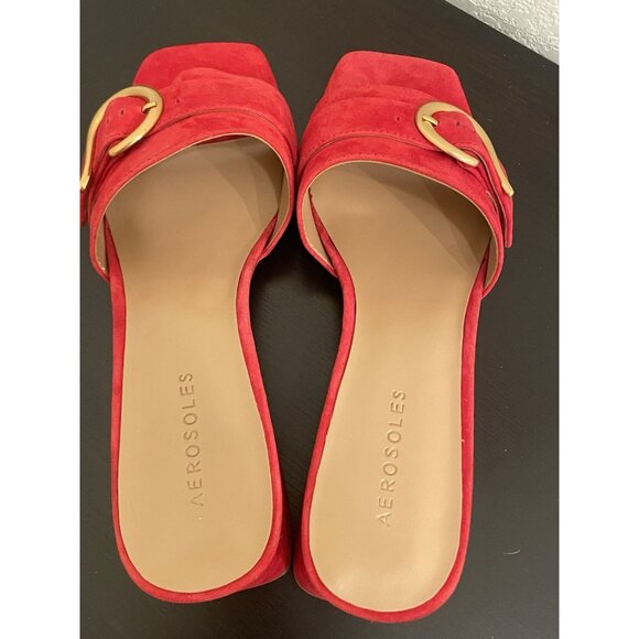 Aerosoles Womens Dress Shoes Size 8.5 Evvie Red Suede 617 Heels NEW Leather - Picture 4 of 10